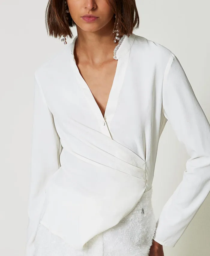 Twinset Recycled Crpe De Chine Blouse White Cream Women Blouses And Shirts