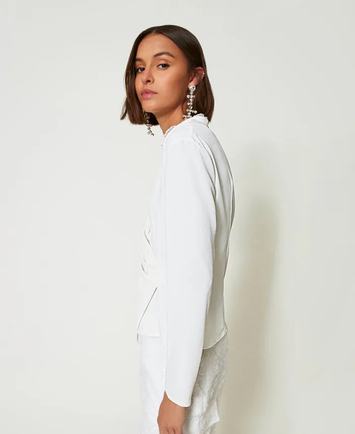 Twinset Recycled Crpe De Chine Blouse White Cream Women Blouses And Shirts Twinset Recycled Crpe De Chine Blouse White Cream Women Blouses And Shirts