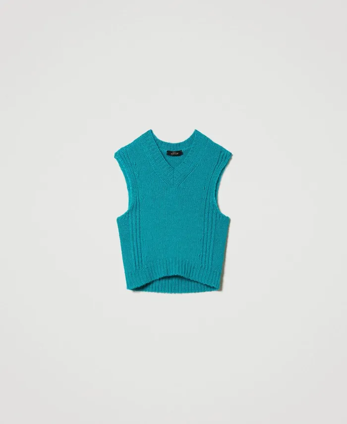 Twinset Seamless Wool Blend Sleeveless Jumper Tropical Emerald Green Women Jumpers And Cardigans Twinset Seamless Wool Blend Sleeveless Jumper Tropical Emerald Green Women Jumpers And Cardigans