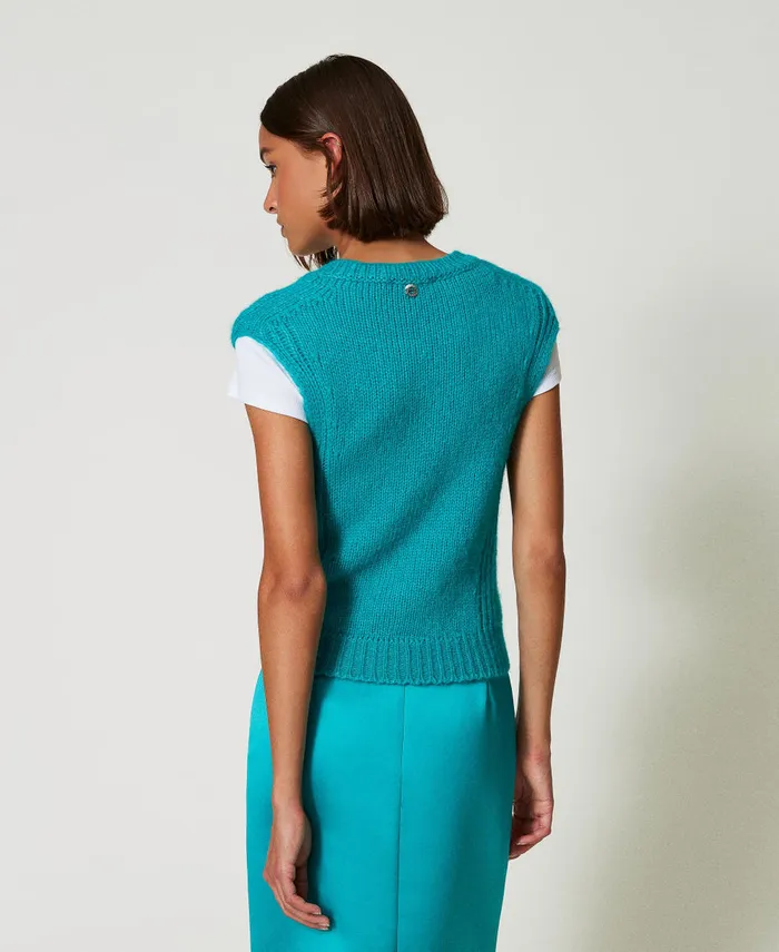 Twinset Seamless Wool Blend Sleeveless Jumper Tropical Emerald Green Women Jumpers And Cardigans Twinset Seamless Wool Blend Sleeveless Jumper Tropical Emerald Green Women Jumpers And Cardigans