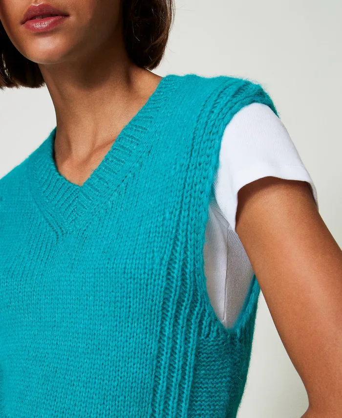Twinset Seamless Wool Blend Sleeveless Jumper Tropical Emerald Green Women Jumpers And Cardigans Twinset Seamless Wool Blend Sleeveless Jumper Tropical Emerald Green Women Jumpers And Cardigans