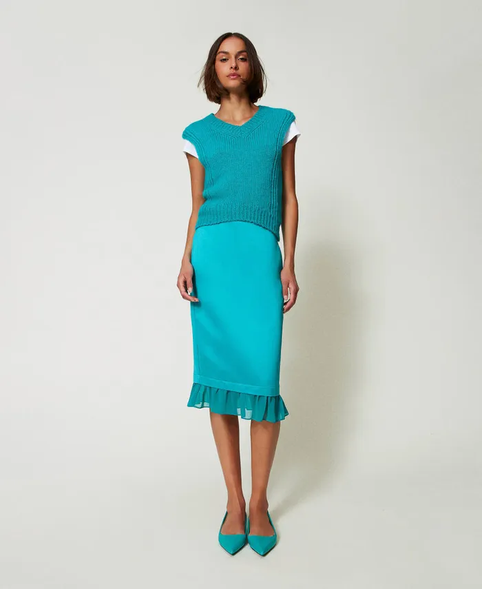 Twinset Seamless Wool Blend Sleeveless Jumper Tropical Emerald Green Women Jumpers And Cardigans Twinset Seamless Wool Blend Sleeveless Jumper Tropical Emerald Green Women Jumpers And Cardigans