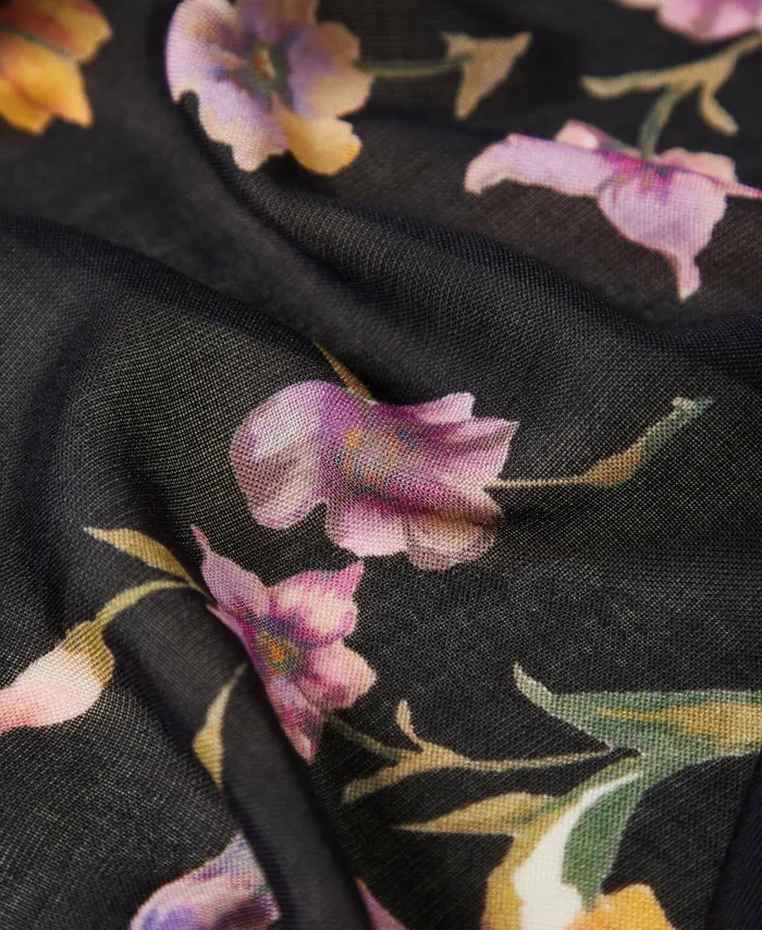 Twinset Stole With Floral Print Multicolourblack Iris Print Women Scarves Twinset Stole With Floral Print Multicolourblack Iris Print Women Scarves