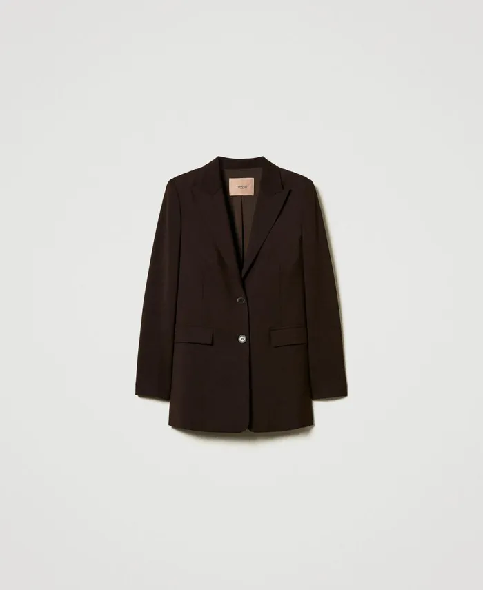 Twinset Stretch Wool Blazer Coffee Chocolate Women Suits And Sets Twinset Stretch Wool Blazer Coffee Chocolate Women Suits And Sets