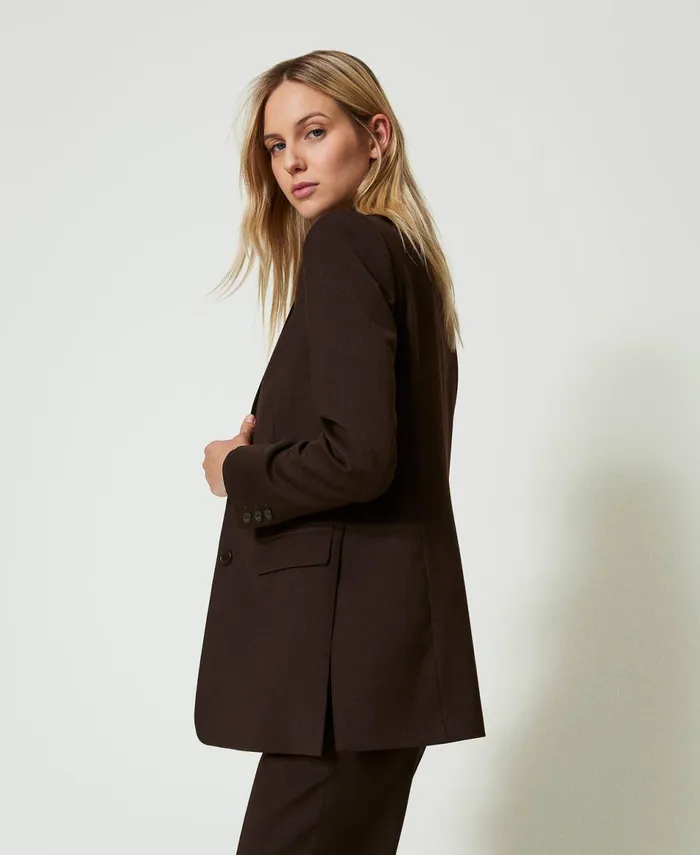 Twinset Stretch Wool Blazer Coffee Chocolate Women Suits And Sets Twinset Stretch Wool Blazer Coffee Chocolate Women Suits And Sets