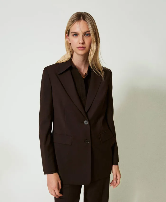 Twinset Stretch Wool Blazer Coffee Chocolate Women Suits And Sets Twinset Stretch Wool Blazer Coffee Chocolate Women Suits And Sets