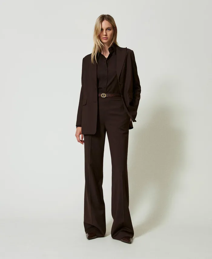 Twinset Stretch Wool Blazer Coffee Chocolate Women Suits And Sets Twinset Stretch Wool Blazer Coffee Chocolate Women Suits And Sets