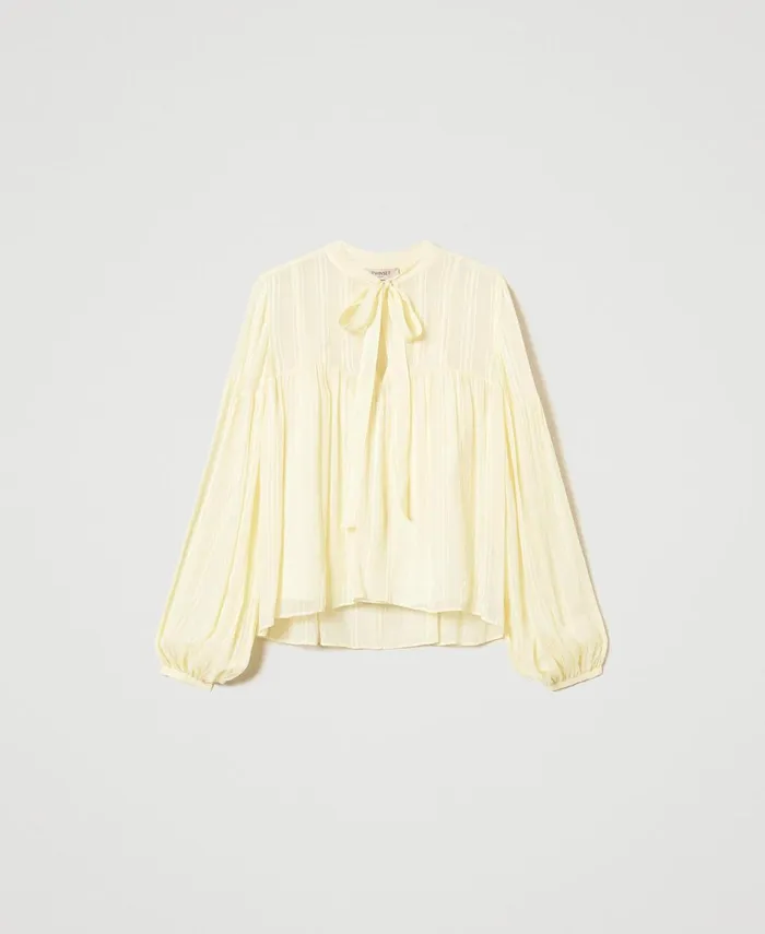 Twinset Striped Jacquard Blouse Vanilla Women Blouses And Shirts