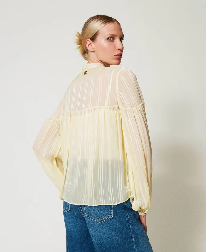 Twinset Striped Jacquard Blouse Vanilla Women Blouses And Shirts