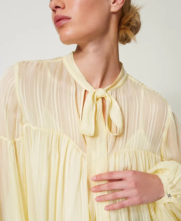 Twinset Striped Jacquard Blouse Vanilla Women Blouses And Shirts
