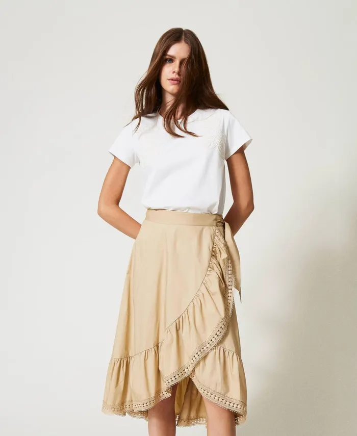 Twinset TShirt With Cornely Embroidery Mother Of Pearl Women TShirts And Tops Twinset TShirt With Cornely Embroidery Mother Of Pearl Women TShirts And Tops