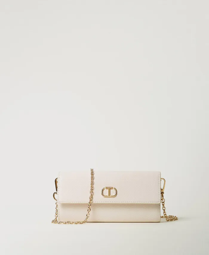Twinset Wallet With Shoulder Strap And Oval T Old White Women Wallets And Keyrings