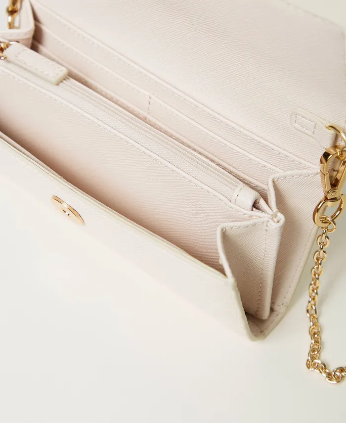 Twinset Wallet With Shoulder Strap And Oval T Old White Women Wallets And Keyrings Twinset Wallet With Shoulder Strap And Oval T Old White Women Wallets And Keyrings