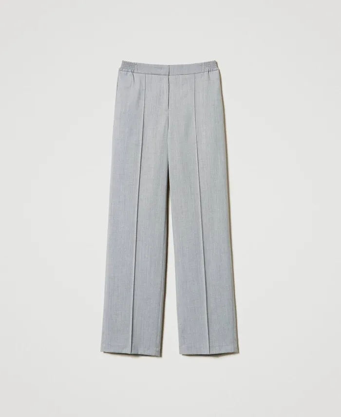 Twinset Wool Blend Trousers With Permanent Crease Medium Gray Mlange Women Trousers Twinset Wool Blend Trousers With Permanent Crease Medium Gray Mlange Women Trousers