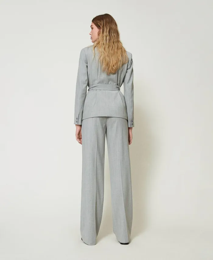 Twinset Wool Blend Trousers With Permanent Crease Medium Gray Mlange Women Trousers Twinset Wool Blend Trousers With Permanent Crease Medium Gray Mlange Women Trousers