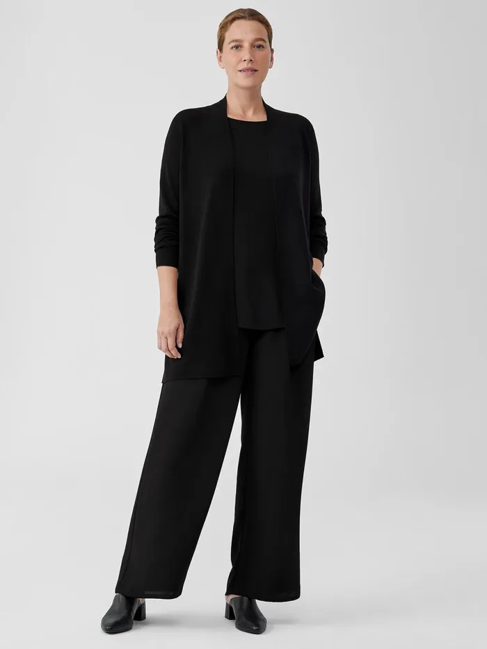 Ultrafine Merino Long Cardigan Black Women Eileen Fisher Sweaters and Cardigans