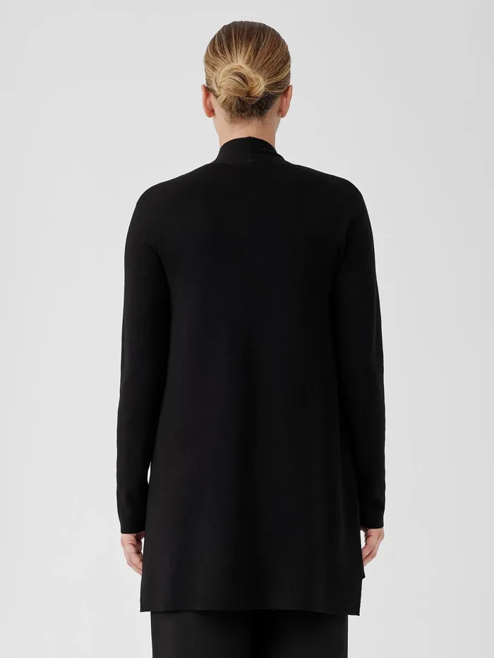 Ultrafine Merino Long Cardigan Black Women Eileen Fisher Sweaters and Cardigans