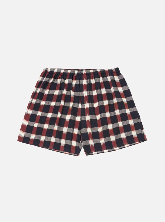Underwear Men Universal Works Universal Works Boxer Short In NavyBrown Check Ikat