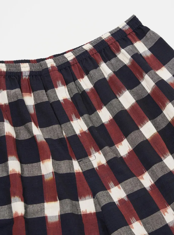 Underwear Men Universal Works Universal Works Boxer Short In NavyBrown Check Ikat