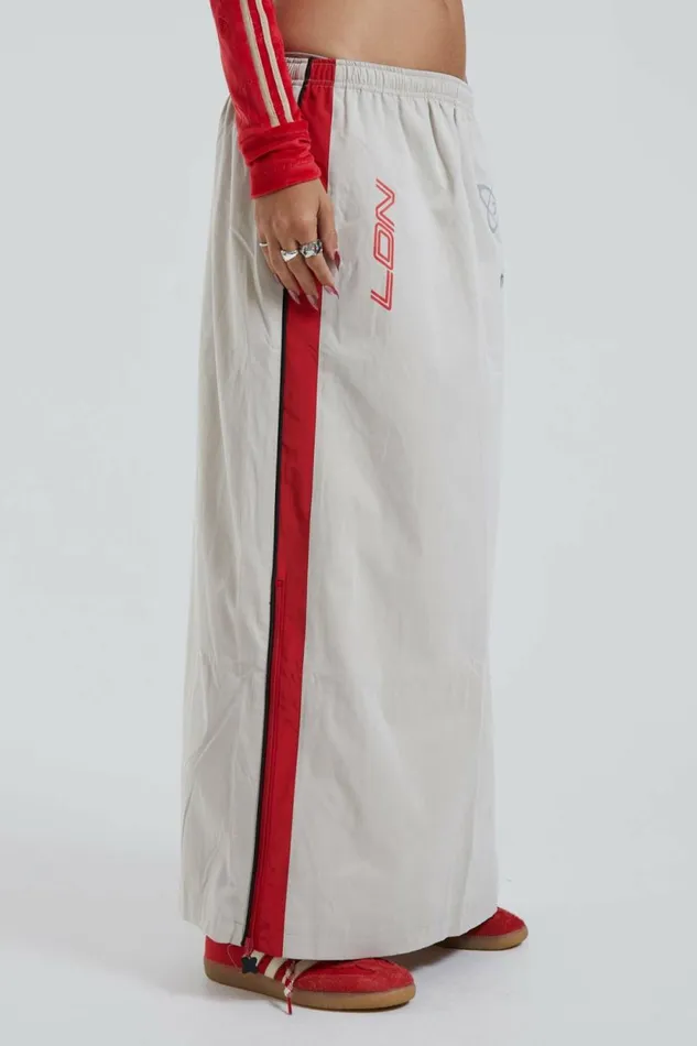 Uptown Windbreaker Maxi Skirt White Women Jaded London Skirts