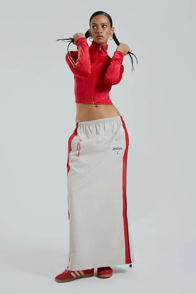 Uptown Windbreaker Maxi Skirt White Women Jaded London Skirts