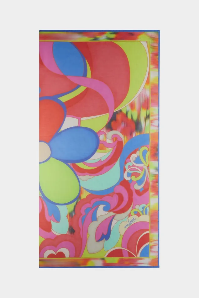 Van Laack Accessories Women Scarf With Ornamental Print Made Of Cottonsilk Blend