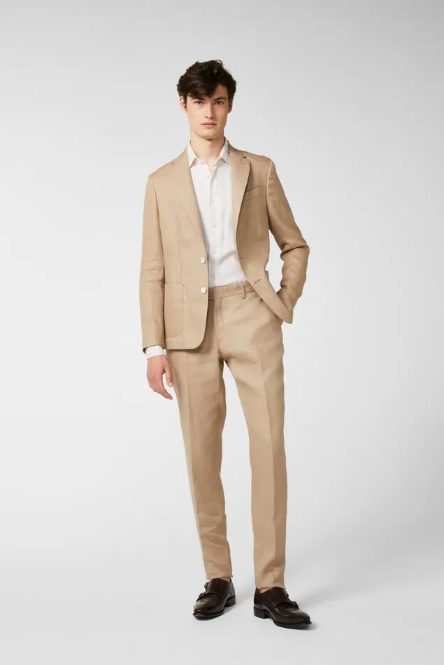 Van Laack Blazers Men Textured Linen Jacket Beige Van Laack Blazers Men Textured Linen Jacket Beige