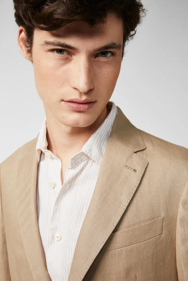 Van Laack Blazers Men Textured Linen Jacket Beige Van Laack Blazers Men Textured Linen Jacket Beige