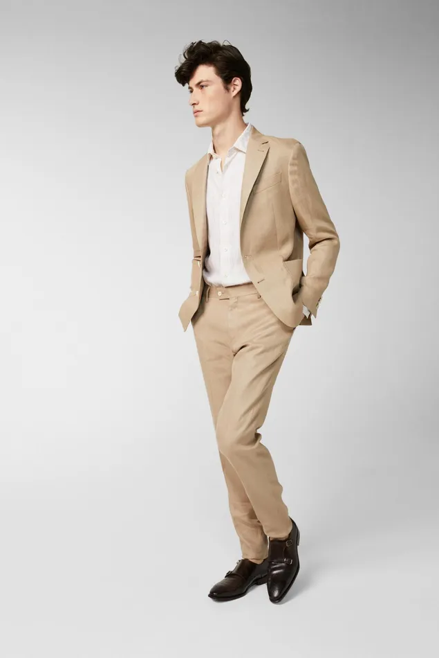 Van Laack Blazers Men Textured Linen Jacket Beige Van Laack Blazers Men Textured Linen Jacket Beige