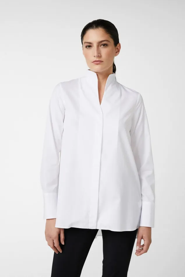 Van Laack Business Blouses Women Cup Collar Blouse White