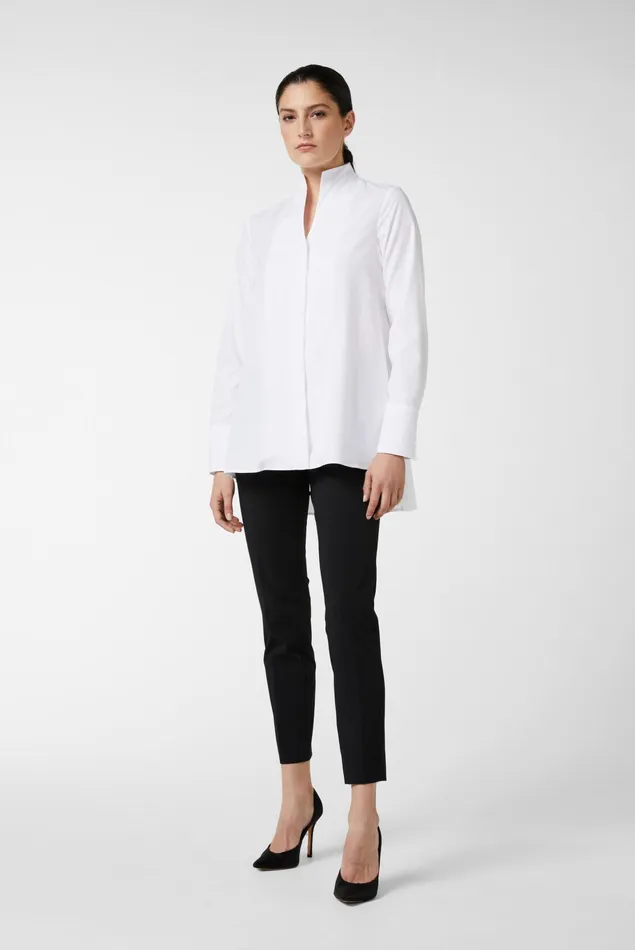 Van Laack Business Blouses Women Cup Collar Blouse White