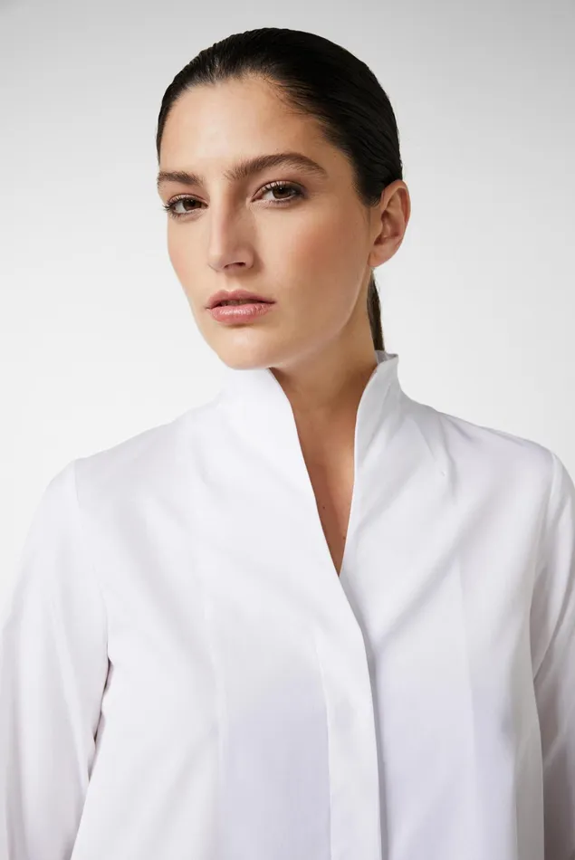 Van Laack Business Blouses Women Cup Collar Blouse White