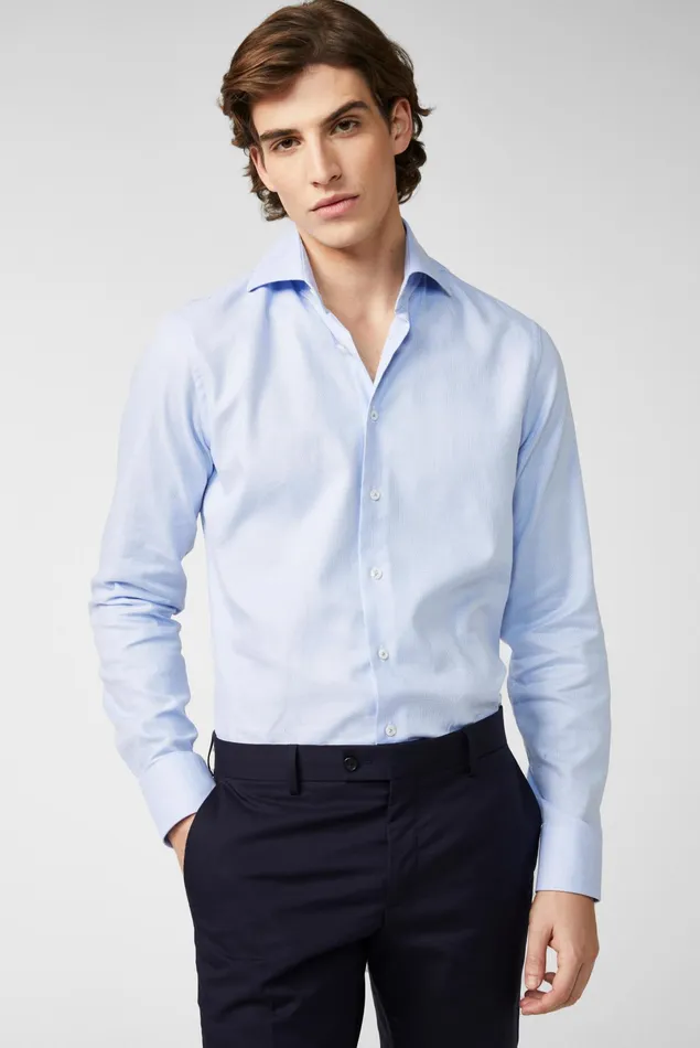 Van Laack Business Shirts Men Business Shirt Made Of Dobby Cotton Blue