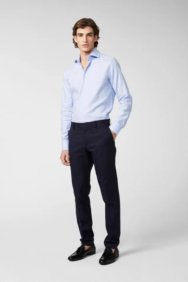 Van Laack Business Shirts Men Business Shirt Made Of Dobby Cotton Blue Van Laack Business Shirts Men Business Shirt Made Of Dobby Cotton Blue