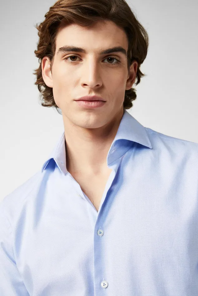 Van Laack Business Shirts Men Business Shirt Made Of Dobby Cotton Blue Van Laack Business Shirts Men Business Shirt Made Of Dobby Cotton Blue