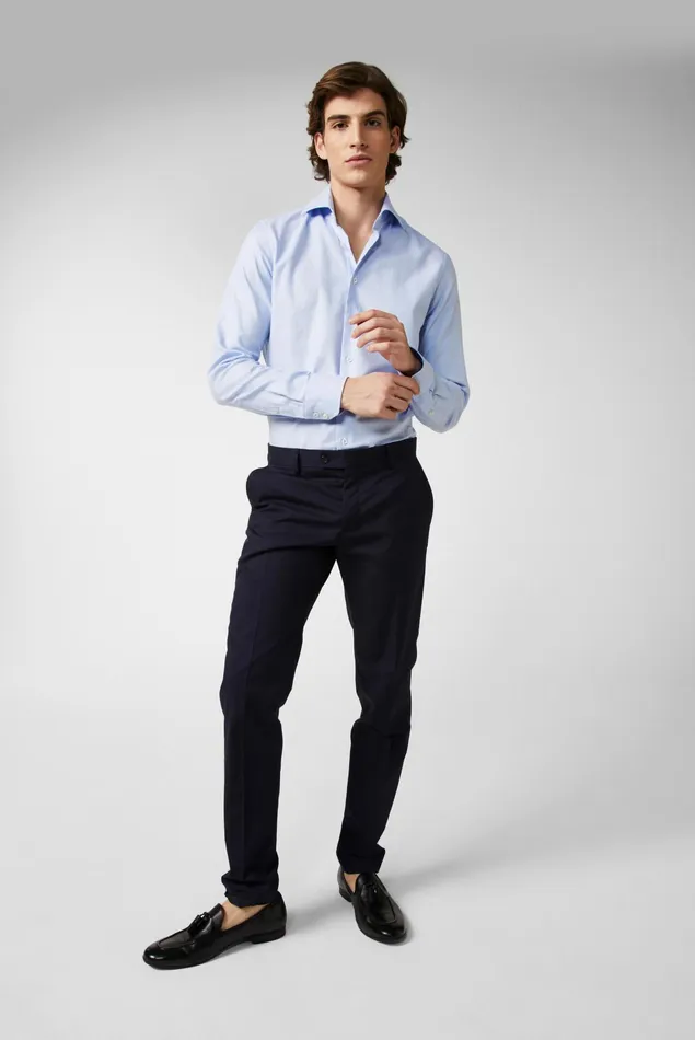 Van Laack Business Shirts Men Business Shirt Made Of Dobby Cotton Blue Van Laack Business Shirts Men Business Shirt Made Of Dobby Cotton Blue