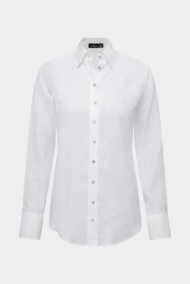 Van Laack Casual Blouses Women Linen Shirt Blouse White