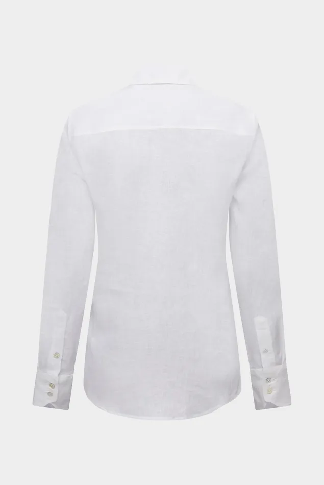 Van Laack Casual Blouses Women Linen Shirt Blouse White