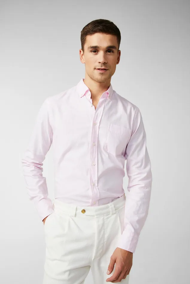 Van Laack Casual Shirts Men Buttondown Oxford Hem In A Soft Wash Pink