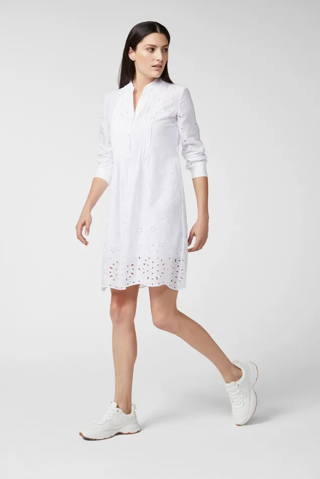 Van Laack Dresses and Skirts Women Kneelength Cotton Slipon Dress With A Standup Collar And Lace Trims White Van Laack Dresses and Skirts Women Kneelength Cotton Slipon Dress With A Standup Collar And Lace Trims White