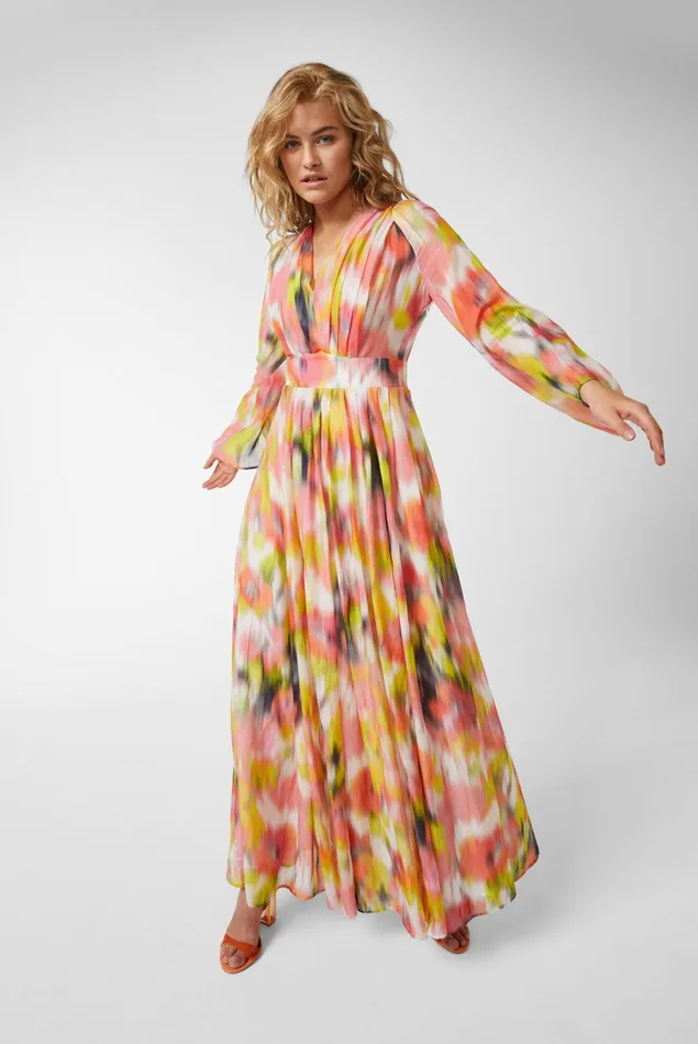 Van Laack Dresses and Skirts Women Silk Voile Blend Floral Print Maxi Slipon Dress