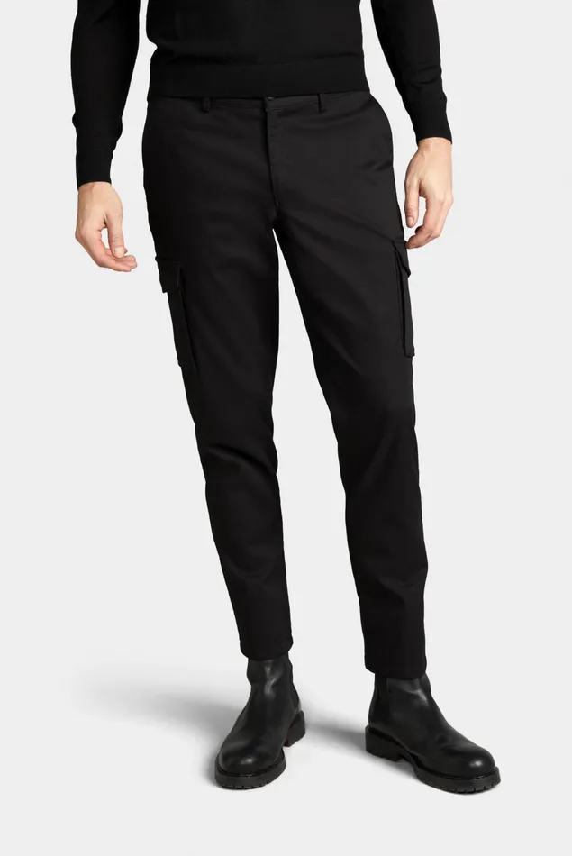 Van Laack Jeans and Pants Men Cotton Blend Cargo Pants Black