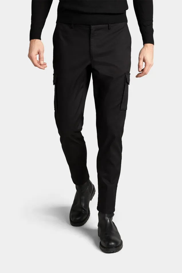 Van Laack Jeans and Pants Men Cotton Blend Cargo Pants Black