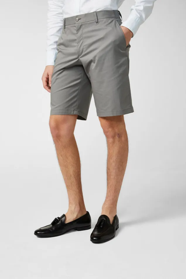Van Laack Jeans and Pants Men Gray Stretch Cotton Slim Fit Shorts