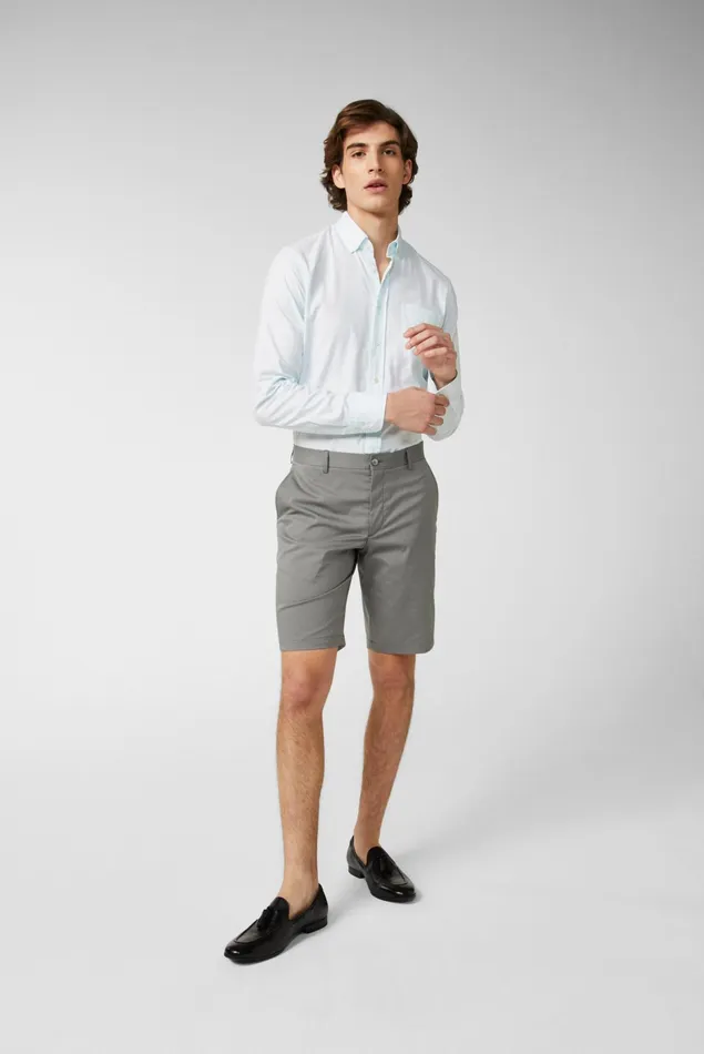 Van Laack Jeans and Pants Men Gray Stretch Cotton Slim Fit Shorts Van Laack Jeans and Pants Men Gray Stretch Cotton Slim Fit Shorts