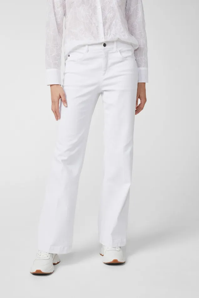 Van Laack Jeans and Pants Women Cotton Stretch Jeans With High Waist And Flared Leg White