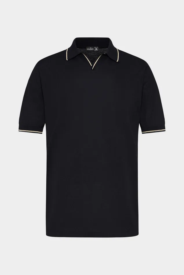 Van Laack Poloshirts Men Knitted VNeck Polo Shirt Made Of Air Cotton Blue Van Laack Poloshirts Men Knitted VNeck Polo Shirt Made Of Air Cotton Blue