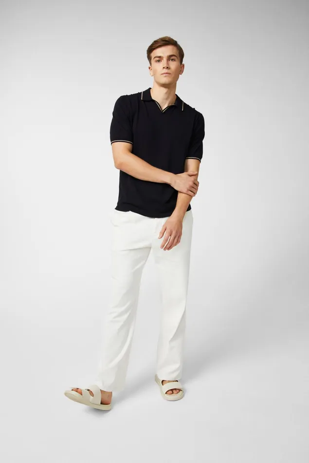 Van Laack Poloshirts Men Knitted VNeck Polo Shirt Made Of Air Cotton Blue Van Laack Poloshirts Men Knitted VNeck Polo Shirt Made Of Air Cotton Blue