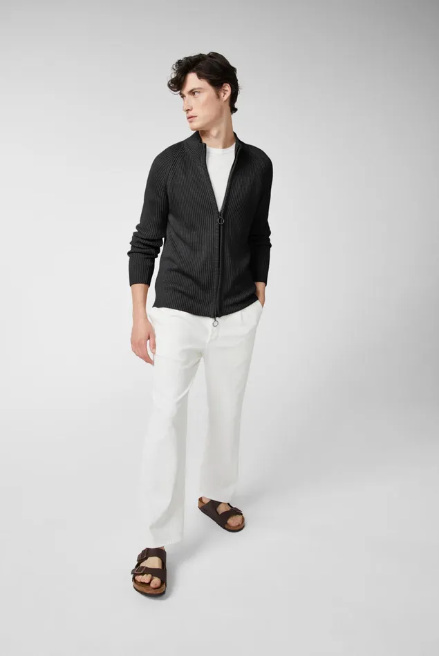 Van Laack Sweaters and Cardigans Men Cardigan Made Of Mercerized Cotton And Linen With A 2way Zip Blue Van Laack Sweaters and Cardigans Men Cardigan Made Of Mercerized Cotton And Linen With A 2way Zip Blue