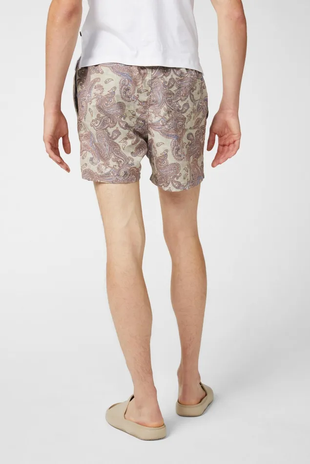 Van Laack Swimwear Men Swim Shorts With Floral Paysley Motif Beige Van Laack Swimwear Men Swim Shorts With Floral Paysley Motif Beige